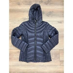 Andrew Marc Jacket Womens Small Blue Premium Down Quilted Puffer Packable Hooded